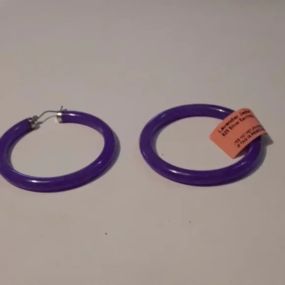 Lavender Jade Hoop Earrings with Sterling Silver Clasps